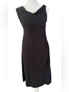 Blue Canoe Organic Cotton Draped Cowl Midi Dress, Size Large, Black
